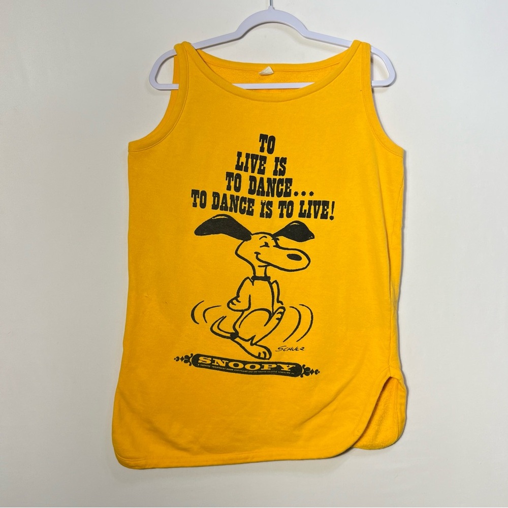 Authentic VINTAGE 1960s Peanuts Snoopy Yellow Sleeveless Sweatshirt M L